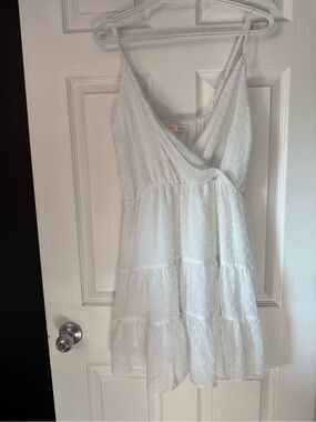 ROMWE White Swiss Dot Wrap-Style Sundress